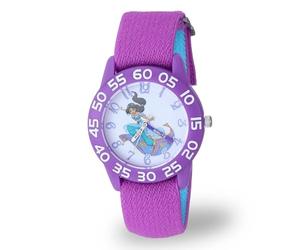 Disney Girl's Aladdin' Quartz Plastic and Nylon Watch, Color:Purple (Model: WDS000655