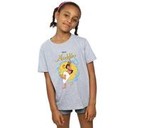 Disney Girl's Aladdin Rope Swing Cotton T-Shirt in Grey | Size: 12-13 Years Disney Grey 12-13 Years