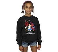 Disney Girls Alice in Wonderland Flowers Sweatshirt Black 9-11 Years