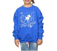 Disney Girl's Bambi Christmas Greetings Sweatshirt in Blue | Size: 5-6 Years Disney Blue 5-6 Years