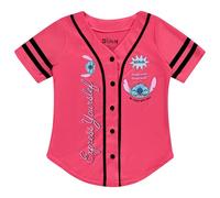 Disney Girls Baseball Jersey T-Shirt with Lilo & Stitch and Mickey Mouse- Girls Sizes 4-16, Hot Pink, 14-16