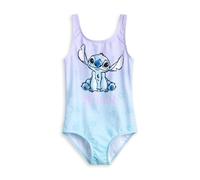 Disney Lilo & Stitch Girls Blue & Purple Floral 1 Piece Swimming Costume | Sleeveless Stitch Character Swimwear | Pull-On Beachwear for Kids | Cute Movie Themed Swim Outfit - 10-11 Years