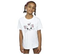 Disney Girl's Classics Marie Face Pocket Cotton T-Shirt in White | Size: 7-8 Years Disney White 7-8 Years