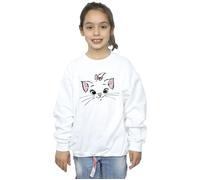 Disney Girl's Classics Marie Face Pocket Sweatshirt in White | Size: 12-13 Years Disney White 12-13 Years