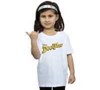 Disney Girl's Duck Tales Logo Cotton T-Shirt in White | Size: 5-6 Years Disney White 5-6 Years