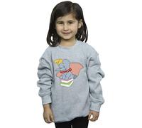 Disney Girl's Dumbo Sitting On Books Sweatshirt in Grey | Size: 5-6 Years Disney Grey 5-6 Years