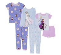 Disney Girls' Frozen 2 6-Piece Snug-Fit Cotton Pajamas Set, BETTER TOGETHER, 6