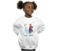 Disney Girl's Frozen 2 Elsa & Anna Seek The Truth Sweatshirt in White | Size: 7-8 Years Disney White 7-8 Years