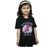Disney Girl's Frozen 2 Salamander Bruni Element Cotton T-Shirt in Black | Size: 5-6 Years Disney Black 5-6 Years
