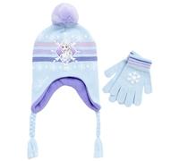 Disney Girls Frozen Elsa and Princess Winter Hat and Mitten Set (Toddler), Size Age 4-7, Blue Glove