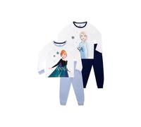 Disney Girl's Frozen Elsa & Anna 2 Pack Pyjamas in White | Size: 5-6 Years Disney White 5-6 Years