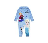 Disney Girl's Frozen Elsa & Anna Fleece Hooded Onesie in Blue | Size: 6-7 Years Disney Blue 6-7 Years