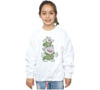 Disney Girl's Frozen Handstacking Trolls Sweatshirt in White | Size: 3-4 Years Disney White 3-4 Years