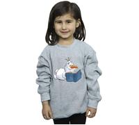 Disney Girl's Frozen Olaf Reading Sweatshirt in Grey | Size: 5-6 Years Disney Grey 5-6 Years