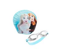 Disney Children's Swimming Goggles and Swimming Cap Set Anti-Fog UV Protection (Blue Frozen, 6-14 Years)