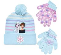 Disney Girls Frozen Winter Hat and 2 Pair Gloves or Mittens (Age 2-7) (Frozen Purple Glove, Age 4-7)