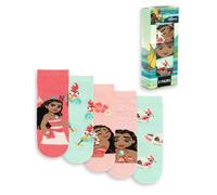 Disney Moana Girls Multicoloured Calf Socks Set of 5 | Various Patterns for Everyday Wear | Character Socks for Kids | Fun Movie-Themed Accessories Merch - 6-8.5 UK Child