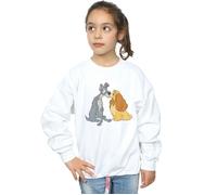Disney Girl's Lady & The Tramp Distressed Kiss Sweatshirt in White | Size: 7-8 Years Disney White 7-8 Years