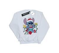 (12-13 Years, White) Disney Girls Lilo And Stitch Christmas Lights Sweatshirt