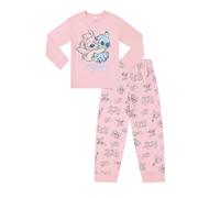 Disney Girls Lilo and Stitch Long Stitch and Angel Pink Pyjama Set Kids PJ's (11-12 Years)