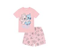 Disney Girls Lilo and Stitch Short Stitch and Angel Pink Pyjama Set Kids PJ's (13 Years)