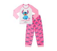 Disney Girls Lilo and Stitch Stay Weird Long Pyjama Set Kids PJ's (10-11 Years) Pink