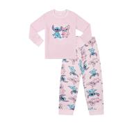 Disney Girls Lilo and Stitch, Stitch and Angel Luxury Fleece Long Pyjama Set (5-6 Years) Pink