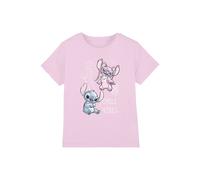 Disney Girl's Lilo & Stitch & Angel Chill Vibes Sketch Kids T-Shirt, Light Pink | Size: 5-6 Years Disney Light Pink 5-6 Years