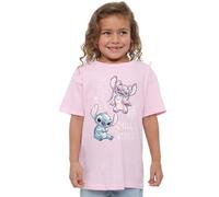 Disney Girl's Lilo & Stitch & Angel Chill Vibes Sketch T Shirt, Light Pink, 7-8 Years