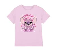 Disney Girl's Lilo & Stitch Angel Cute But Cheeky Rainbow T Shirt, Light Pink