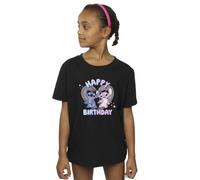 Disney Girls Lilo & Stitch Happy Birthday T-Shirt Black 7-8 Years
