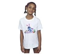 Disney Girl's Lilo & Stitch Hippity Hop Stitch Cotton T-Shirt in White | Size: 3-4 Years Disney White 3-4 Years