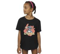 Disney Girl's Lilo & Stitch Ohana Pineapple Cotton T-Shirt in Black | Size: 3-4 Years Disney Black 3-4 Years