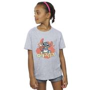 Disney Girl's Lilo & Stitch Ohana Pineapple Cotton T-Shirt in Grey | Size: 3-4 Years Disney Grey 3-4 Years