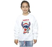 Disney Girl's Lilo & Stitch Santa´s Here Sweatshirt in White | Size: 7-8 Years Disney White 7-8 Years