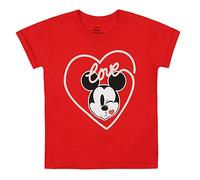 Disney Girl's Mickey Love Kiss T Shirt, Red, 9-10 Years UK