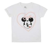 Disney Girl's Mickey Love Kiss T Shirt, White, 9-10 Years UK