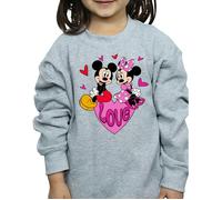 Disney Girl's Mickey & Minnie Mouse Hearts Sweatshirt in Grey | Size: 12-13 Years Disney Grey 12-13 Years