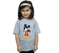 Disney Girl's Mickey Mouse Angry Look Down Cotton T-Shirt in Grey | Size: 12-13 Years Disney Grey 12-13 Years