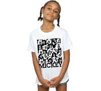Disney Girl's Mickey Mouse Grid Cotton T-Shirt in White | Size: 5-6 Years Disney White 5-6 Years