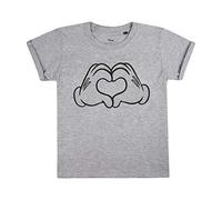 Disney Girl's Mickey Mouse Love Hands Regular Fit Crew Neck Short Sleeve T - Shirt, Grey (Grey Marl SPO), 9-10 Years (Manufacturer Size: 9-10 Years)