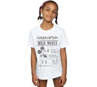 Disney Girl's Mickey Mouse Making Waves Cotton T-Shirt in White | Size: 12-13 Years Disney White 12-13 Years