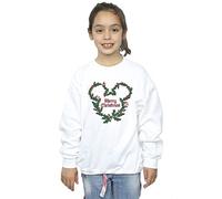 Disney Girls Mickey Mouse Merry Christmas Holly Sweatshirt White 12-13 years