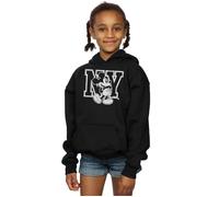 Disney Girl's Mickey Mouse NY Kicking Hoodie in Black | Size: 5-6 Years Disney Black 5-6 Years