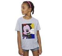 Disney Girl's Mickey Mouse Oh Minnie Pop Art Cotton T-Shirt in Grey | Size: 7-8 Years Disney Grey 7-8 Years