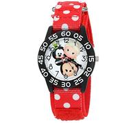 Disney Girl's 'Mickey Mouse' Quartz Plastic and Nylon Automatic Watch, Color:Red (Model: W003012)