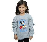 Disney Girl's Mickey Mouse Reading Sweatshirt in Grey | Size: 7-8 Years Disney Grey 7-8 Years