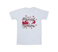 Disney Girl's Mickey Mouse Sleigh Cotton T-Shirt in White | Size: 5-6 Years Disney White 5-6 Years