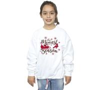 Disney Girl's Mickey Mouse Sleigh Sweatshirt in White | Size: 12-13 Years Disney White 12-13 Years