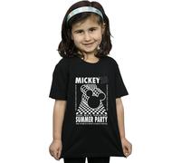 Disney Girl's Mickey Mouse Summer Party Cotton T-Shirt in Black | Size: 12-13 Years Disney Black 12-13 Years